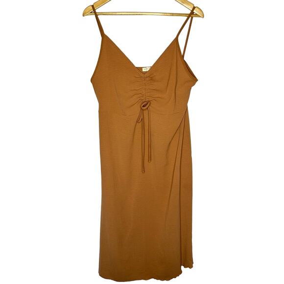 See You Monday Dresses & Skirts - See You Monday NWOT Orange Tan Pink Midi Tie Bust Slip Dress Women's XL